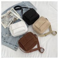 เกาหลีผ้ากำมะหยี่ผู้หญิงไหล่ Crossbody กระเป๋าแฟชั่นขนาดเล็ก Lambs ขนสัตว์ขนสัตว์ฤดูหนาวหญิงกระเป๋าถือกระเป๋าถือ