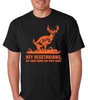 Mens Short Sleeve Cotton T-shirt Hey Vegarians My Life Poops On Your Life Deer Hunt Print Cotton Shirt