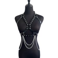 【YF】❡  Chain Harness Gothic Bdsm Bondage Pu Leather Chest Goth Waist Garter Belts