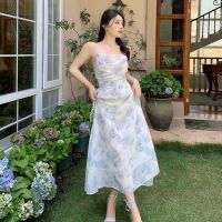 French first love design feeling small chic fairy thin section chiffon tea condole summer dress female floral dress