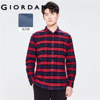 Giordanoผู้ชาย เสื้อเชิ้ตแขนยาวลายสก๊อตผ้าฝ้ายสักหลาดหนา Free Shipping 01042870