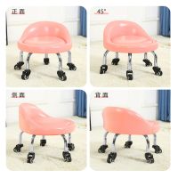 [COD] Low stool with backrest pulley mute beautiful seam wiping area baby toddler bench universal wheel