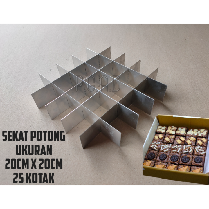 Loyang Sekat Potong Kue Brownies/Cokelat 20x20 Sekat 25 Kotak Lazada