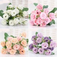 15 Head Artificial Flower Clove PInk Silk Bouquet Accessories Wedding Decoration for Home Party Fake Flower Artificial Supplies