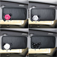 Car Styling Camellia Flower Car CD DVD Holder Leather Storage Case Sunglasses Card Organizer Sun Visor Sleeve Wallet Clip