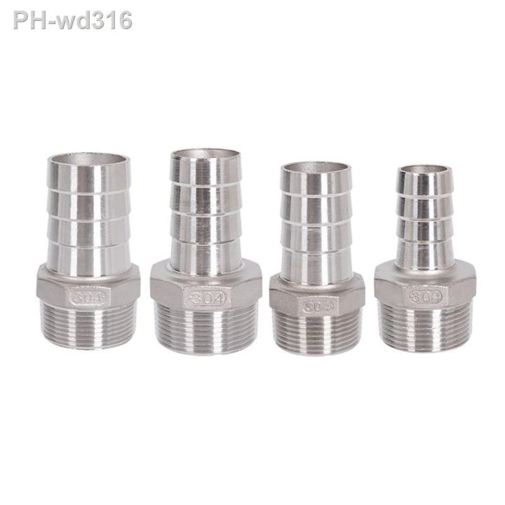 304-stainless-steel-3-4-quot-1-quot-1-1-4-quot-bsp-male-thread-pipe-fitting-x-8mm-40mm-barb-hose-tail-pagoda-coupling-connector