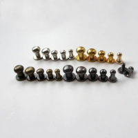 15pcs "8mmx6mm (Rivet) +7mm (Screw) Color" Male to Female DIY Pure Copper Rivet Belt Buckle Round Head Rivets Screws Top