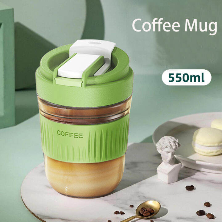 High Quality Glass Mug Tumbler 400ml w/Lid Glass Cup Glass Coffee Mug