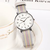 Japanese girl temperament canvas belt watches for women high school female students contracted small cabinet table quartz watch