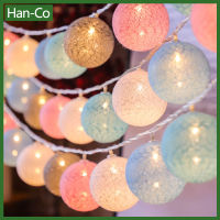 Han-Co หลอดไฟประดับแบบสายไฟ LED ทรงกลมพลาสติกสำหรับตกแต่งคริสต์มาสปีใหม่สีเทา2เมตร10LED ชนิดแบตเตอรี่