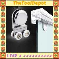 TheToolDepot 2ชิ้น/ชุดโรลเลอร์สไลด์ประตูกระจกแบบเลื่อนได้4ล้อล้อแขวนประตูบ้านแขวนลูกรอกอุปกรณ์สำหรับบ้านห้องน้ำ