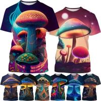 New Mushroom Mens 3D Printing T Shirts Personality Fashion Menswomens Fun Round Neck Summer Casual Short-sleeved Tshirt Tees