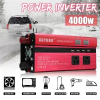 อินเวอร์เตอร์12V 220V 4000W อินเวอร์เตอร์ไฟฟ้าในรถยนต์ตัวแปลงเครื่องแปลงแรงดันไฟฟ้าที่ชาร์จ220 12ตัวผกผันของพลังงานแสงอาทิตย์12V 220V จอแสดงผล LCD