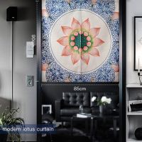 2023 Chinese lotus door curtain floral flower retro pattern linen carpet for study year home kitchen decor