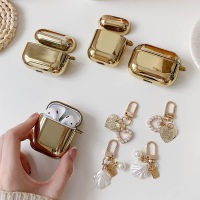 Electroplated GOLD หูฟังสำหรับ Apple AirPods 1 2 Pro 3 AirPod กรณีน่ารักชุบไข่มุกเครื่องประดับพวงกุญแจนุ่ม funda-hsdgsda