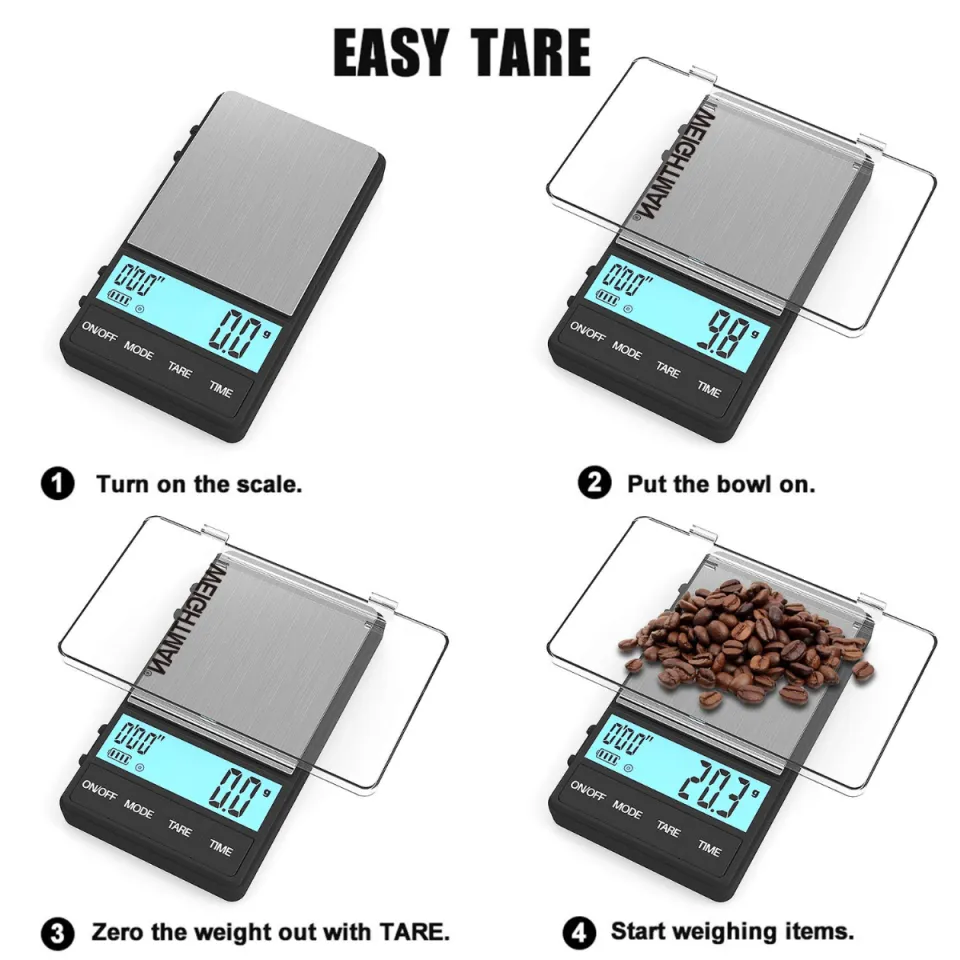 Digital Display Screen Timer Espresso Pocket Scale 1000g X 0.1g