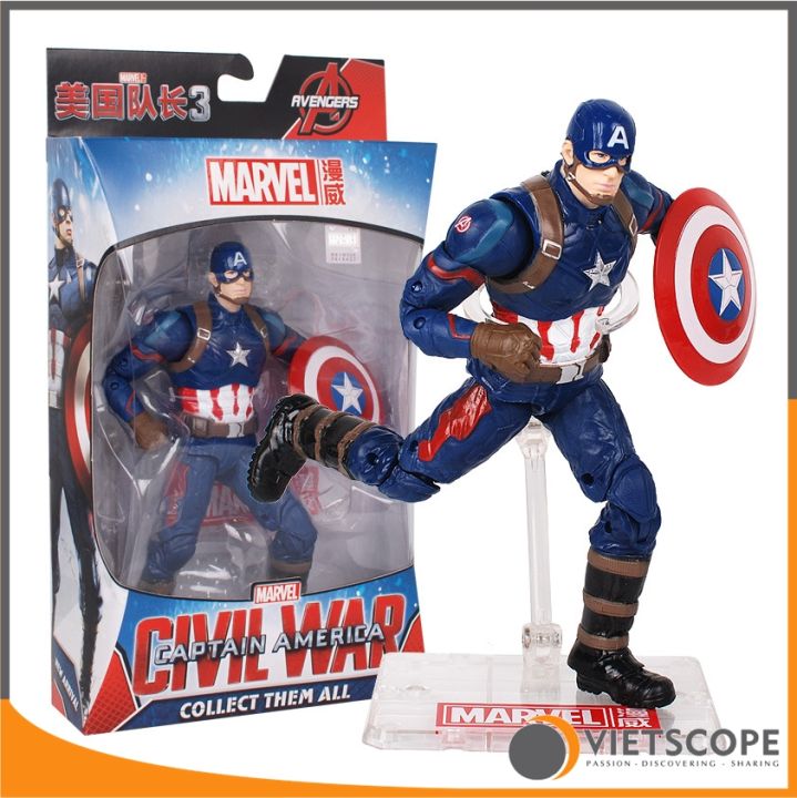 Có Clip Mô hình Cap Captain America 16 cử động khớp empire toy crazy toy   Avengers  Shopee Việt Nam