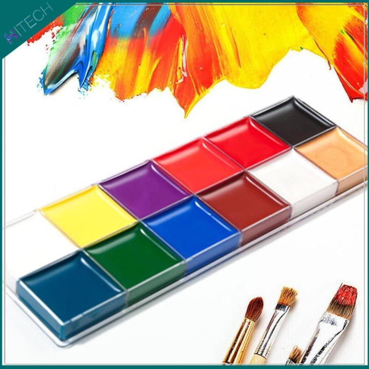 Wismee Face Body Paint Makeup Palette Professional 12 Colors Face Paint Kit  Body Art Party Fancy Make Up with 10 Brushes Cosplay Makeup Set for