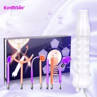 7 In 1 High Frequency Electrode Wand Facial Machine For Hair Face Electrotherapy Glass Tube Argon Treatment Acne Skin Care Spa