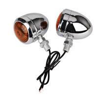 Motorcycle Turn Signals Indicator for Harley Universal 12V Retro Motorbike Signal Lights Metal Blinkers 2 pc Black Chrome