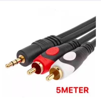 RCA Cable 5M 3.5mm(M) to RCA(M) 2หัว สายสัญญาณเสียง ต่อหูฟัง/ลำโพง 423A ยาว 5เมตร (สีดำ)