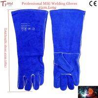 Professional 45Cm Long MIG Welding Suitable For Gloves CE Heat Flame Retardant Cowhide Leather Plasma Cutting Work Suitable For Glove