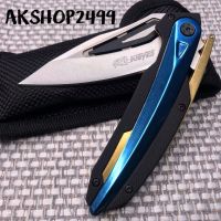 มีดพับ KNIVES Folding Knife  ระบบเปิดมีด Manul open รุ่นใหม่ เปิดลื่น มีตลับลูกปืนประคองใบซ้ายขวา [ball bearing] ใบเงา 3.1 นิ้ว ด้าม Stainless Steel ตัดกับลวดลายสวยงาม ใบมีดดีไซน์มาแบบลงตัว ระบบล็อค Liner-Lock ด้ามจับเซาะร่องเหงื่อเพื่อให้จับได้อย่างถนัดม