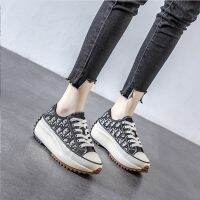 Thick-soled canvas shoes womens ins tide spring and autumn womens shoes new all-match joint letter platform shoes increased sneakers