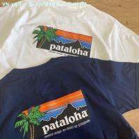 เสื้อยืดผ้าฝ้ายภาพพิมพ์ต้นไม้มะพร้าวแบรนด์ Patagonia สำหรับผู้ชายและผู้หญิง