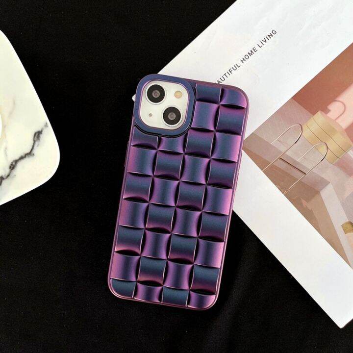 เคสโทรศัพท์มีลายลูกบาศก์มายากลถักลายตาราง3d-ของ-hoce-สำหรับ-iphone-11-12-13-14-pro-max-14-plus-12-13-mini-x-xr-xs-max-6-7-8-plus-เคสกันกระแทกปักเป้าสีไล่ระดับสี