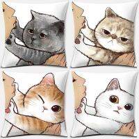 (All in stock, double-sided printing)    45 * 45cm cartoon fun kissing cute cat print home decoration pillowcase car sofa pillowcase home textile pillowcase   (Free personalized design, please contact the seller if needed)