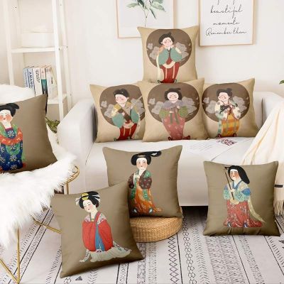 【CW】﹍  Classical Chinese Portrait Painting Print Pillowcase And Lord Cushion Sofa Throw Pillows 17x17