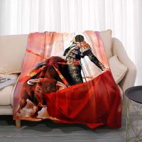 2023 Retro Matador Bullfighting Printed Flannel Blanket 3D Print Soft Warm Throw Blanket for Bed Sofa Couch Hiking Picnic Bedspread