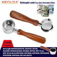 NEOUZA กาแฟ51มมก้นลึก Portafilter เข้ากันได้สำหรับ DeLonghi Icona ECP ECOV311เครื่องเอสเพรสโซ่ไม่มีฐานกรองผู้ถือ,กาแฟไม้จับ,ตะกร้าเติม (2หู)