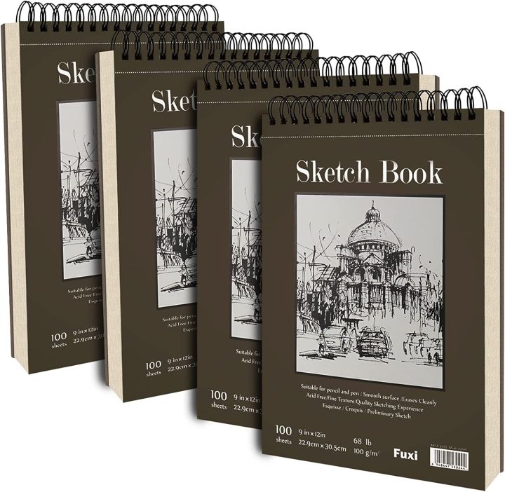 9 x 12 inches Sketch Book, Top Spiral Bound Sketch Pad, 100-Sheets