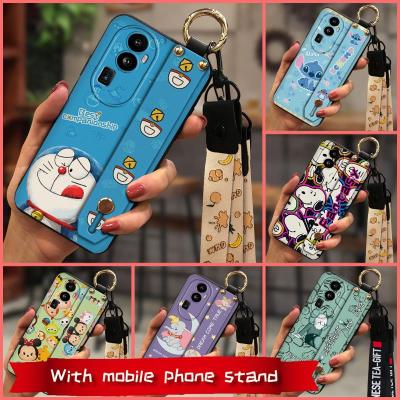 Anti-dust Cute Phone Case For OPPO Reno10 Pro Cartoon New Wrist Strap Silicone Soft protective Shockproof Original TPU