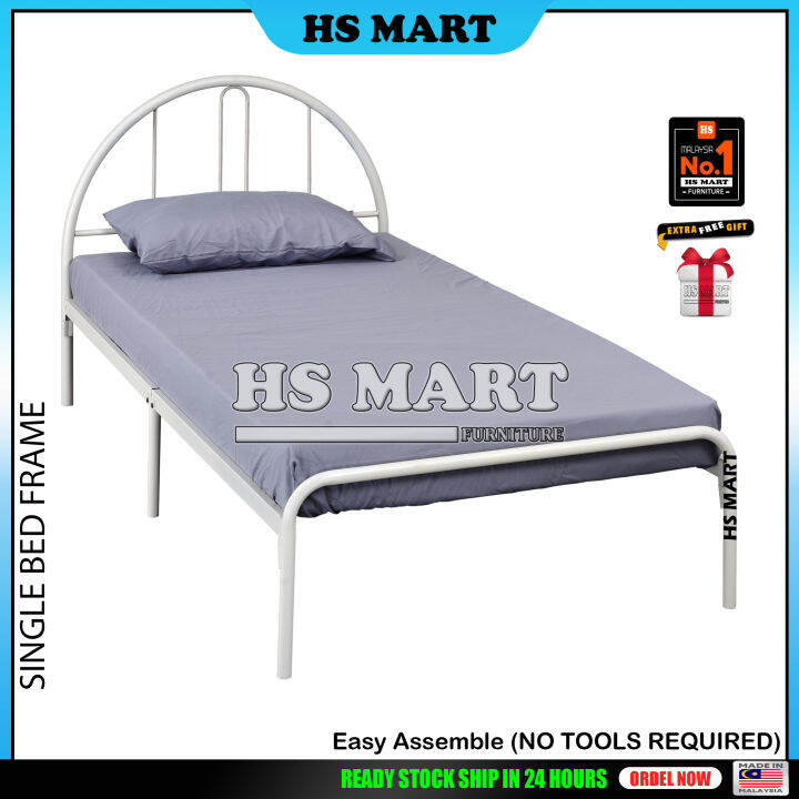 HS B10 Metal Single Bed Frame Katil Bujang Katil Besi Katil Lipat ...