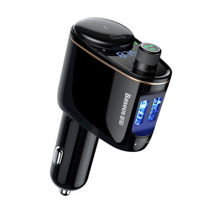 Baseus FM Transmitter Modulator Bluetooth 5.0 Wireless Car Audio MP3 Player Socket Splitter Car Phone Charger