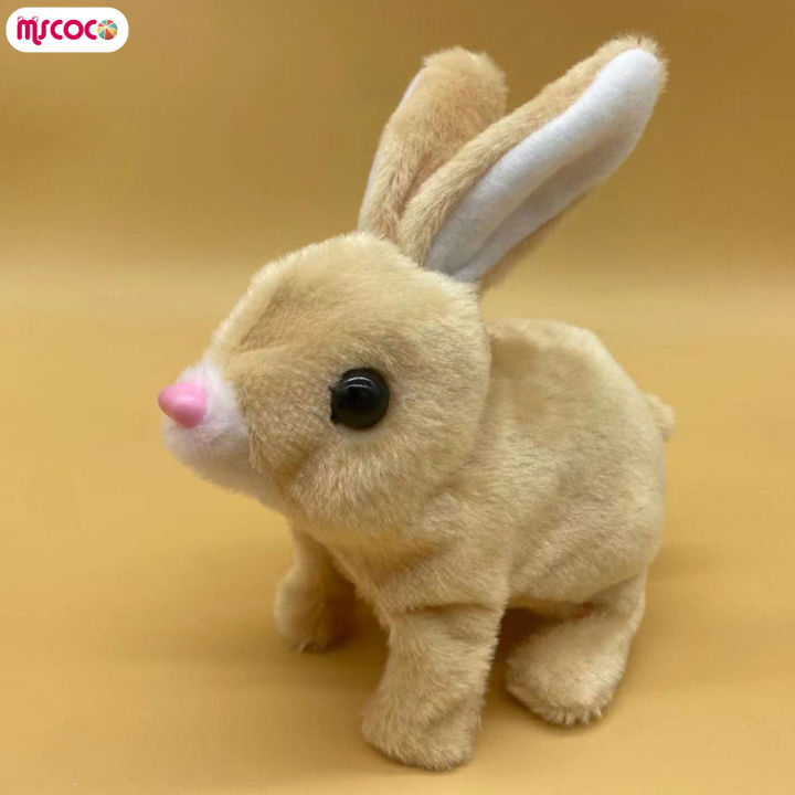 mscoco-ตุ๊กตากระต่ายของเล่นไฟฟ้าพร้อมเสียงสัมผัสนุ่มผ้าเดินกระโดดของเล่นสำหรับเด็กของเล่นเพื่อการศึกษาเร็ว
