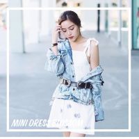 Arthitaya brand (Mini dress blossom white) เดรสสายเดี่ยวผูกโบว์สีขาว