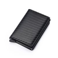 New Mini Card Holder Men Wallets Carbon Fiber Rfid Black Leather Slim Mini Wallet Small Money Bag Male Purses