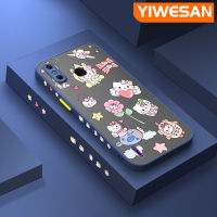 YIWESAN เคสสำหรับ Infinix Smart 4เคส4C X653แฟชั่นผูกโบว์ดอกไม้แมวบางมีน้ำค้างแข็งโปร่งใสแข็งขอบสี่เหลี่ยมกันกระแทกปลอกซิลิโคนคลุมทั้งหมดเคสนิ่ม