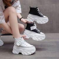 ใหม่ High-Top Thick-Soled Platform Shoes For Women S Fashion 8Cm Heightened Casual Sports Shoes