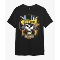 เสื้อยืด พิมพ์ลายหัวกะโหลก Guns n roses harley davidsonS-5XL