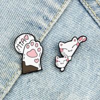 MIAO Lovely Pink Cat Claw Enamel Pins for Kids Girl Cute Cartoon Animal Kitten Brooches Custom Badge Bag Denim Lapel Pin Jewelry