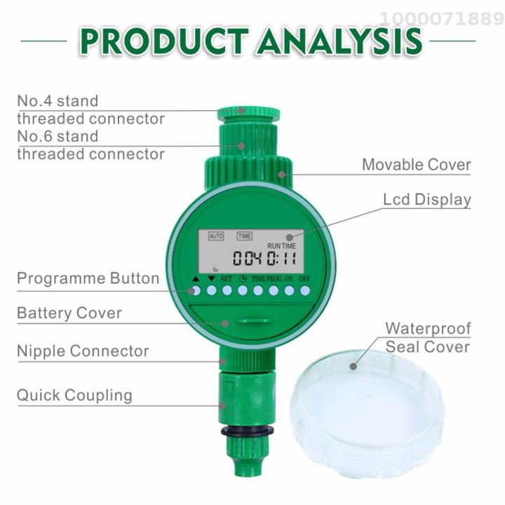 ตัวควบคุมขดลวดแม่เหล็กไฟฟ้า16โปรแกรมตั้งเวลาตัวควบคุมการจ่ายน้ำแสดงแอลซีดีอัตโนมัติพืชดอกไม้อุปกรณ์รดน้ำสวน