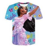 Summer Girls Encanto Mirabel T Shirts  Series Fashion Short Sleeve T-Shirts Print Cartoon Tops Tees Clothes 1-14 Y