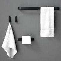 Bathroom Accessory Kit Black Aluminum Slipper Clamp Wall Mounted Three-piece Suits Towel Rack Robe Single Hook Roll Paper Hooks