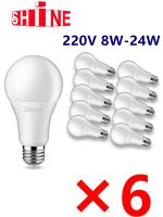 6PCS LED bulb light AC220V AC110V high power 8W-24W E27 B22 high lumen no strobe suitable for childrens room study kitchen
