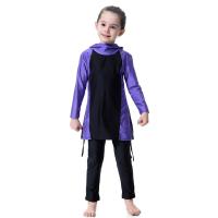 blue Toddler Girls Swimsuit Long sleeve Muslim Kids Sports Swim Suits waterproof Children Girl Swim hoodies Suits Beach Swimwear